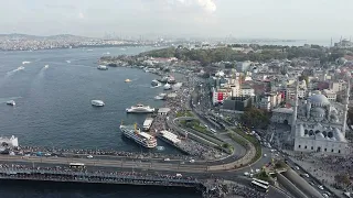 Drone Clips - River Bosporus, Galata Bridge, Karaköy & Eminönü, Istanbul, Türkiye (Turkey) - HD