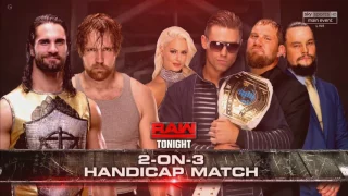 WWE RAW 24/7/17 - Rollins & Ambrose vs. Miz w. Miztourage - Official Match Card