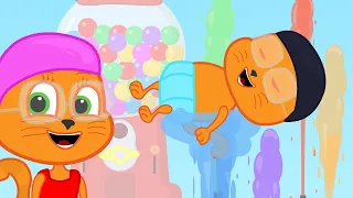 🔴 Cats Family in English - Magic Gumball Machine Cartoon for Kids