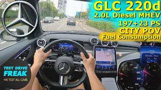 2023 Mercedes GLC 220d 4MATIC 197+23 PS CITY POV DRIVE with Fuel Consumption