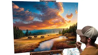 Yellowstone's Cycle of Life: A Stunning Landscape Painting Timelapse