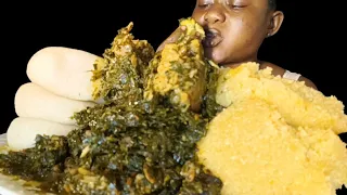 African Food mukbang asmr fufu and garri with editan soup Nigeria food asmr