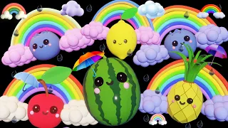 Rainbow Fruits Dance Party - Rainbow and Rain -  Fruits Dancing with Rainbow and Rain