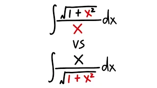 integral of sqrt(1+x^2)/x vs integral of x/sqrt(1+x^2)