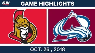 NHL Highlights | Senators vs. Avalanche - Oct. 26, 2018