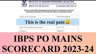 IBPS PO MAINS SCORECARD 2023-24 #ibpspo #ibps #mains #scorecard