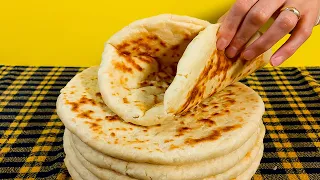 طرز تهیه نان ترکی | نان تابه ای نرم و خوشمزه | Fluffy and Soft Grilled Turkish Flatbread | Bazlama