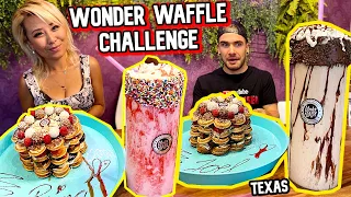 INSANE WONDER WAFFLE CHALLENGE IN TEXAS!!! #RainaisCrazy | ManvsFood | Eating Challenge