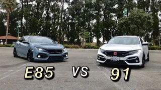 The Difference between e85 Tune and 91 Tune | 2017 Honda Civic Hatchback Vs 2020 Honda Civic Si