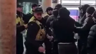 MAN UNITED FANS KICK OFF WITH THE POLICE AHEAD OF THEIR CLASH WITH LEEDS UNITED