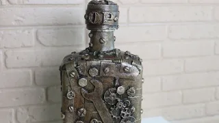 Декор бутылки в подарок Стиль СтимПанк