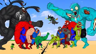 Team HULK, SPIDER MAN, VENOM, SUPER MAN vs Team ZOMBIE : Evolution Mystery - SUPER HEROES MOVIE