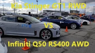 Infiniti Q50 vs KIA Stinger vs Randy Pobst AutoX & Mexico roll racing