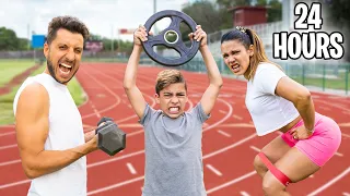 LAST TO STOP WORKING OUT WINS PRIZE!! (24 Hour Challenge) | The Royalty Family