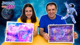 Pintamos Galaxias con Colores Divertidos de Acuarela. ¿Quién dibuja mejor?