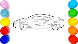 Honda NSX 🚗 Easy and Simple Drawing painting and coloring for kids and toddlers