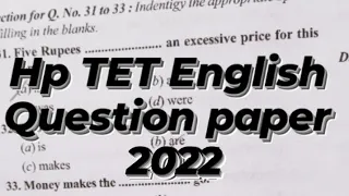 HP TET previous year questions paper solve English section 2022 HP TET/D.El.EdTET/2022-23