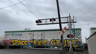 BNSF 4369 Manifest Freight Train East - S. Pilgrim Street Railroad Crossing, Stockton CA