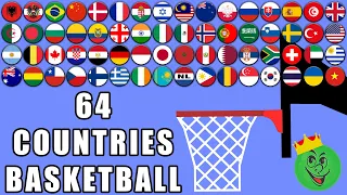 Basketball Marble Race with 64 Countries in Algodoo 4  Marble Race King