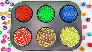 Satisfying ASMR Video | Color Tray with Colorful Mesh Balls & Magic Beads Mixing Cutting Slime #74