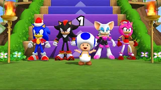 Mario Party 9 Step It Up - Sonic Vs Shadow Vs Rouge The Bat Vs Amy (Hardest Difficulty)