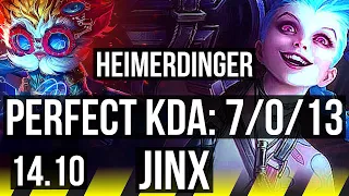 HEIMERDINGER & Leona vs JINX & Renata Glasc (ADC) | 7/0/13, Godlike, 500+ games | KR Master | 14.10