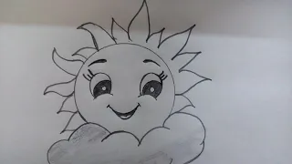 🌞HOW TO DRAW THE SUN EMERGING FROM THE CLOUDS AND LOOKING UP BEAUTIFULLY🌞EASY DRAWING👍@TamilNewArt