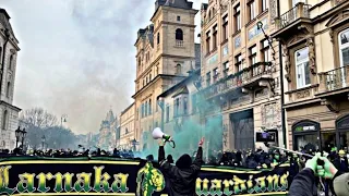 CRAZY ATMOSPHERE BY AEK LARNACA FANS IN SLOVAKIA!!!