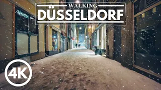 [4K] Winter Snow Walk in Düsseldorf Germany 2021 - Snowy Evening Ghost Town