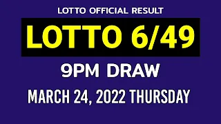 6/49 LOTTO RESULT TODAY 9PM DRAW March 24, 2022 Sunday PCSO SUPER LOTTO 6/49 Draw Tonight