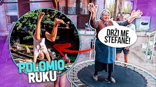 UČIM BABU DA RADI SALTO NA TRAMBOLINI *polomio ruku*