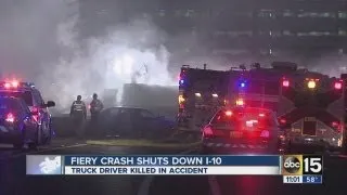 Fiery crash closes Interstate 10 in Tempe