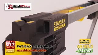 Sawhorse Trestle Folding Stanley FatMax Twin Pack Full Metal 900kg Capacity Demo