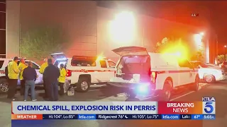 Homes evacuated after railcar leak prompts closure of 215 Freeway near Perris