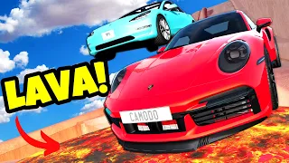 Jumping the Most EXPENSIVE CARS Over LAVA in BeamNG Drive Mods!