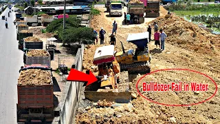 EP4| WOW!! Incredible Bulldozer Fail In Water And Technical Skills Helping By Dozer Push soil