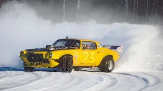 Camaro ice racing with duallys!