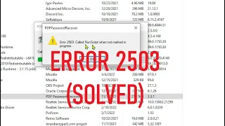 FIXED: Error 2503 Called Runscript When Not Marked in Progress