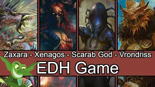 Zaxara vs Xenagos vs Scarab God vs Vrondriss EDH / CMDR game play for Magic: The Gathering