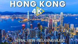 Hong Kong 🇭🇰 4K drone view with Relaxing Music | Hong Kong city Aerial view