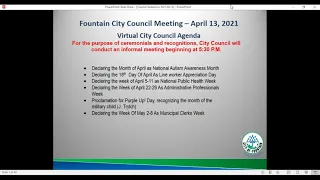 City of Fountain - City Council Meeting - April 13, 2021