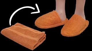 DIY home slippers out of old towels - I sewed them quickly for my loved ones!