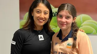 French Open headliner and champion Miyu Kato meets up with ball kid after hit caused disqualificat..