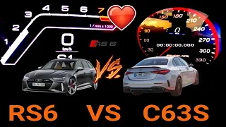 Audi RS6 (600HP) vs. Mercedes C63s (680HP): High-Performance Drag Race Showdown
