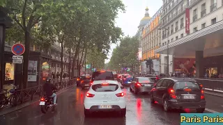 Driving Downtown - Paris 4K HDR - Morning Rain Timelapse View