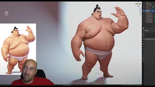 Fat sumo guy sculpt in Blender for around 1 hour