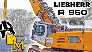 Excavator demolition LIEBHERR 90 ton R960 high reach excavator destroying former hospital [1]