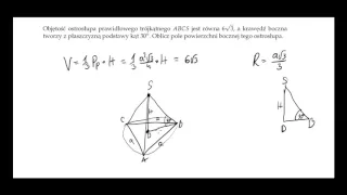 73. Objętość ostrosłupa prawidłowego trójkątnego ABCS  jest równa  √ -- 6 3
