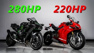 Ducati Panigale V4R vs Kawasaki H2 -  Which is Faster?