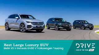 BMW X5 v Genesis GV80 v Volkswagen Touareg | Best Large Luxury SUV | Drive Car of the Year 2021